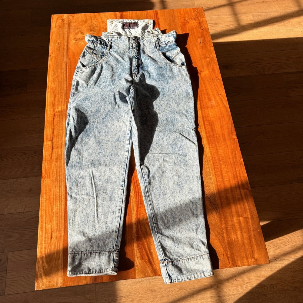 London Women's Vintage Acid Washed Suspender‎ Jeans Size M